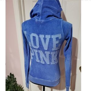Pink Victoria's Secret blue hoodie sweatshirt